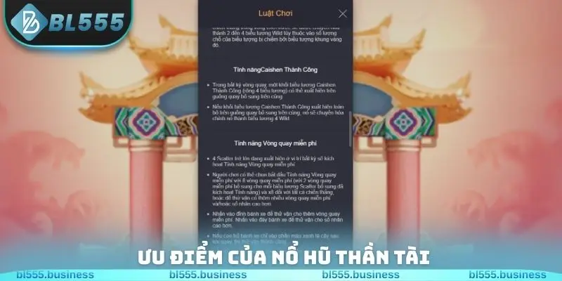 Ưu điểm của nổ hũ thần tài BL555